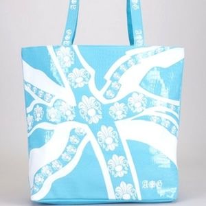 AG Rock&Roll blue white PU tote bag shopping tote